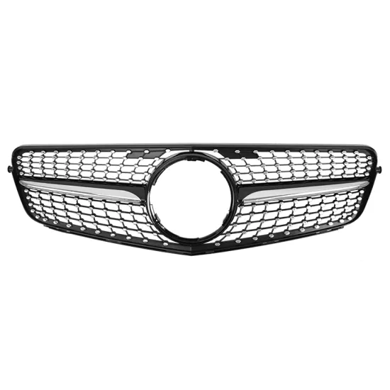 Diamond Grille for Mercedes Benz W204 - Silver Black Grill for Benz C Class 2008-2014