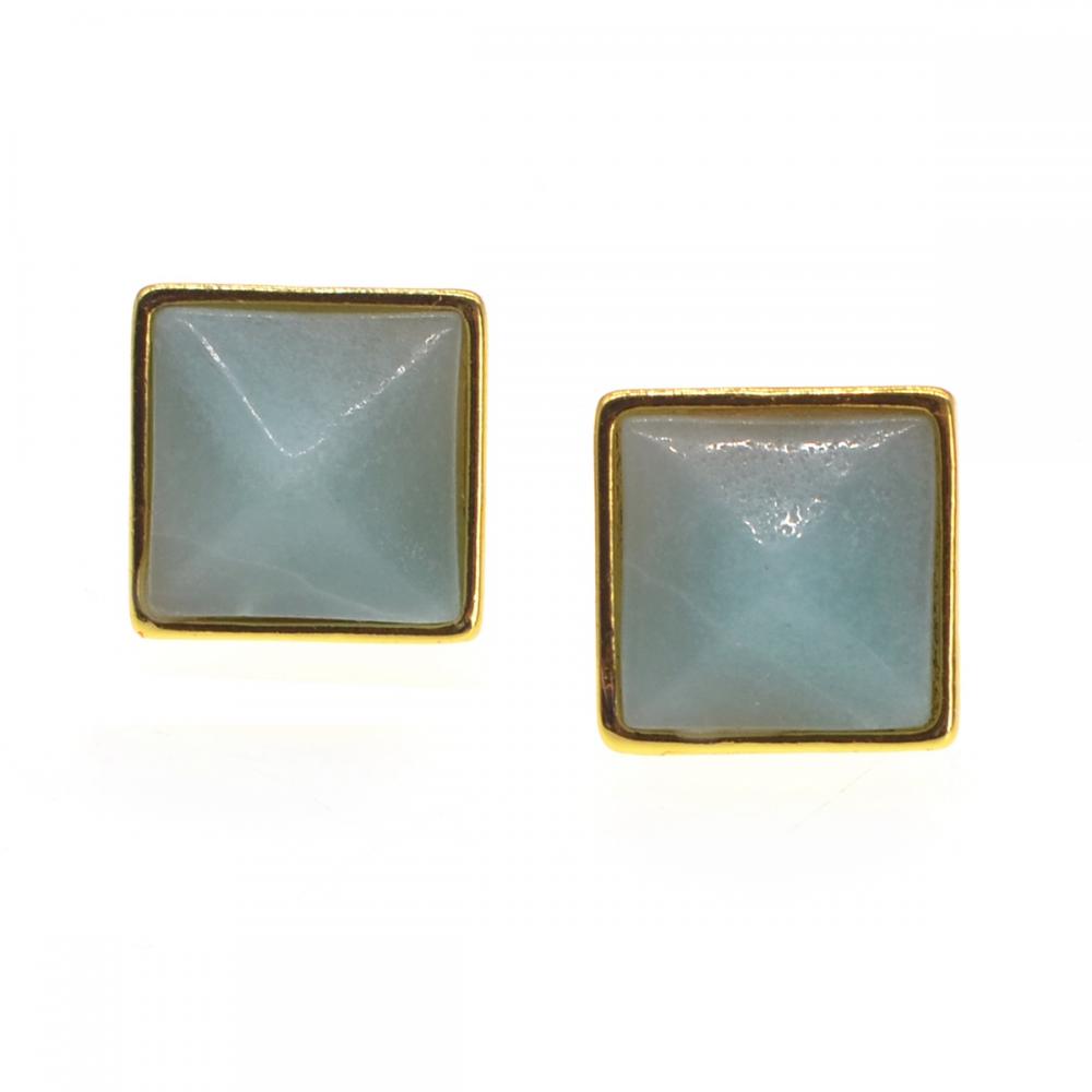 Natural Craved Pyramid Aventurine Stud Pendientes