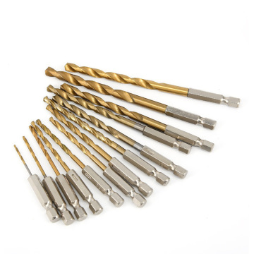 13 τεμάχια HSS Titanium επικαλυμμένο Hex Shank Twist Drill σετ για μέταλλο και ξύλο