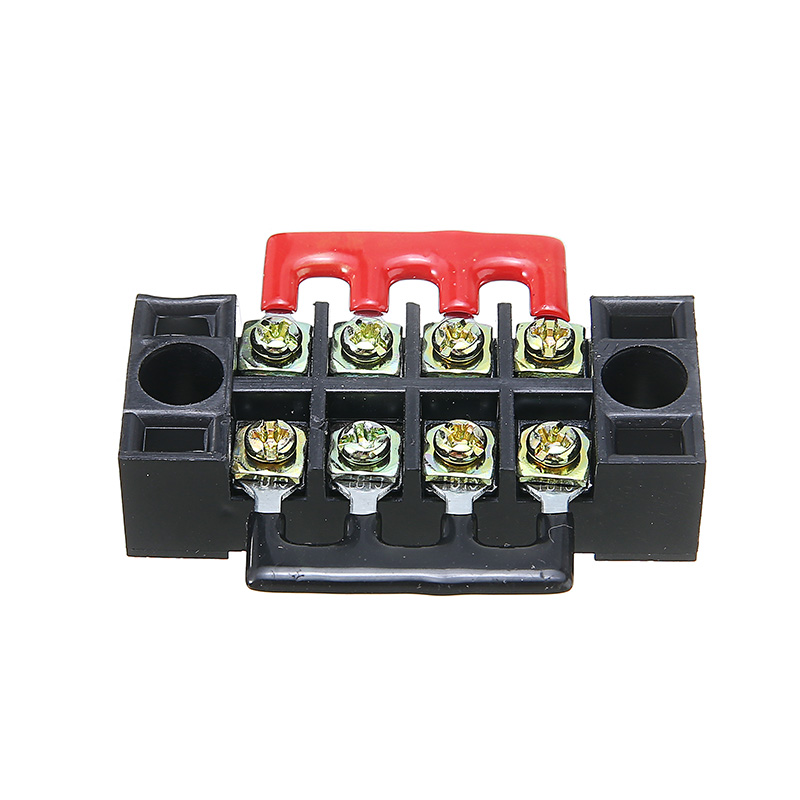 600V 15A 4P Double Row Wire Barrier Terminal Block With 2 Connector Strips 4 Positions For Electronic Circuit