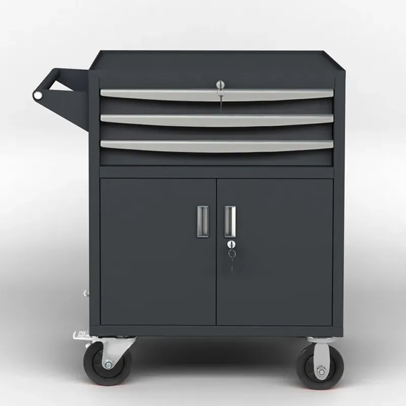 High-Capacity Storage Cabinet with 3 Drawers and Rolling Wheels