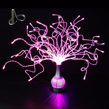AC Powered Modern White Fiber Optic LED Flower Lights Vase with Remote and App Control for Hotel Room Decoration
