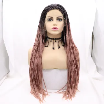 Braided Lace Front Wig African Glueless Box Braids Wig Synthetic Lace Braided Wig Baby Hair