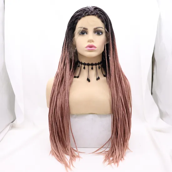Braided Lace Front Wig African Glueless Box Braids Wig Synthetic Lace Braided Wig Baby Hair