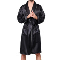 custom black men satin silk robe with piping