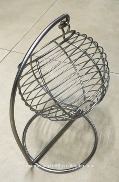 Round Chrome Effect Fruit Vegetable Bowl Basket Metal Wire Modern Basket
