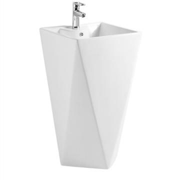 High Grade Diamond Shape One Piece Pedestal Hand Washbasin for Bathrooms