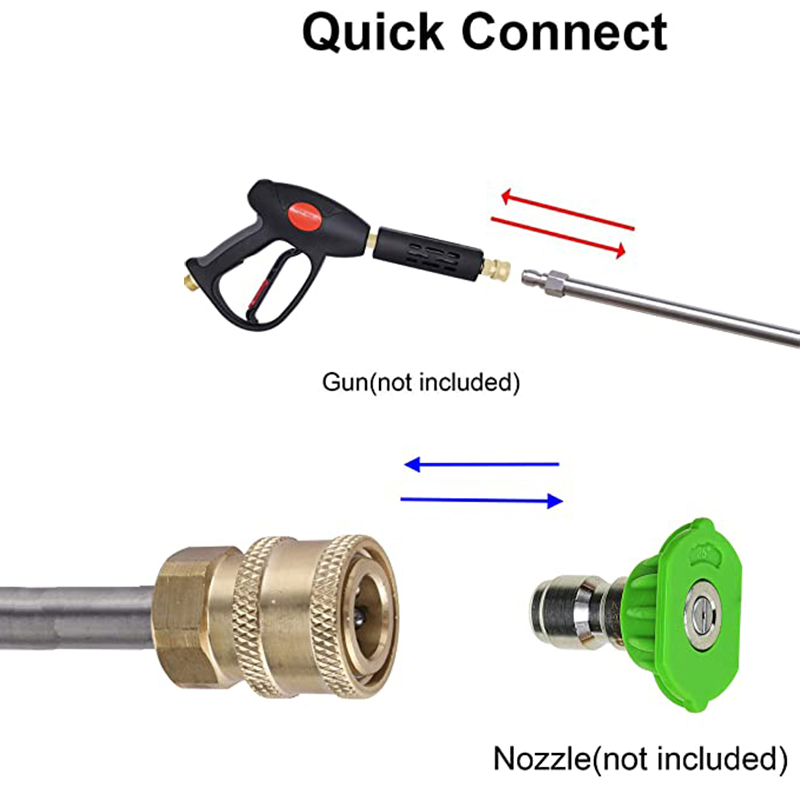 Basınçlı Yıkayıcı Kısa Lance Araç Yıkayıcı Sprey Lance Değnek Tüpü 1/4 "Hızlı Konektör Yüksek Basınçlı Su Tabancası Lance