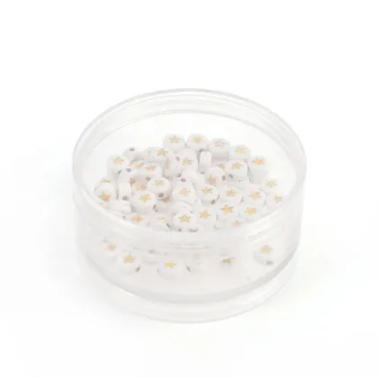 700pcs White Acrylic Gold Star Shape Star Beads