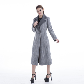 Abrigo de invierno de cachemira gris a la moda