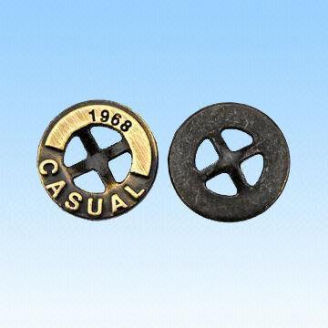 Alloy Sew-on Metal Button, Brushed Anti-brass Color