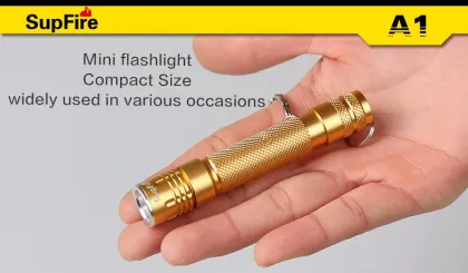 Micro keychain golden aluminum alloy LED flashlight SupFire A1