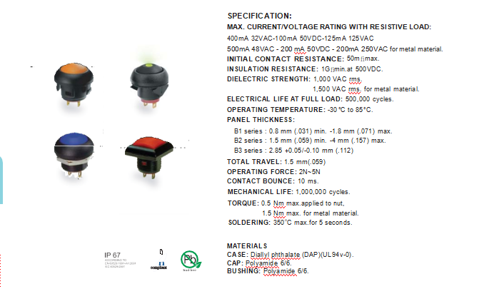 IP68 Waterproof Mini Push Button Switch with Wires China Manufacturers ...