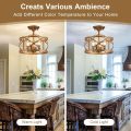 Rustic Vintage Farmhouse 4-Light Bronze Semi Flush Mount Ceiling Light With Metal Cage