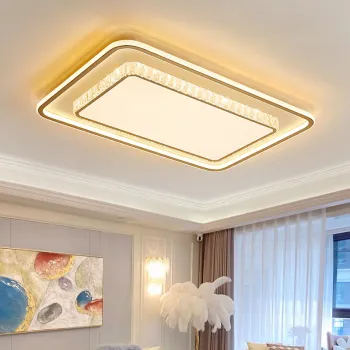 Modern Minimalist LED Ceiling Light Luxury Square Rectangular High-Grade Crystal Lamp
