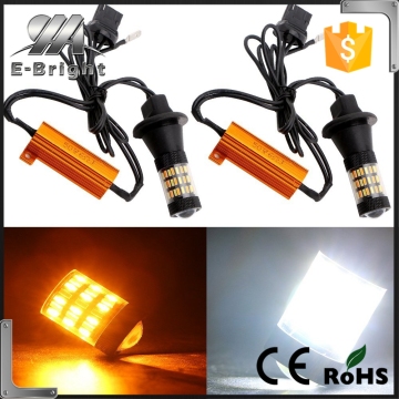 PY21W LED Turn Signal Bulb 1156 150 degree 4014 60SMD Canbus Free Error BAU15S Daytime Running Lights White/Amber