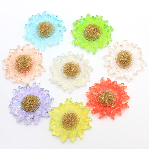 Nieuwe Populaire 32 MM Grote Hars Clear Daisy Bloem Hars Plaksteen Cabochons DIY Handgemaakte Bloemen Zon Bloem Oorbellen Ring Sieraden