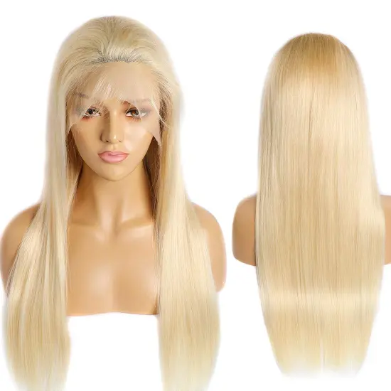 Colored Custom Stock Light Color 613 Cuticle Aligned Virgin hair 13*6 Transparent Frontal Lace Wig With Baby Hair