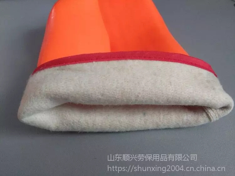 Fluorescent PVC mittens with sponge composite cloth lining