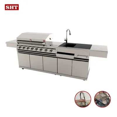 American Open Kitchen Cabinet Barbeque Gas Grill for Home