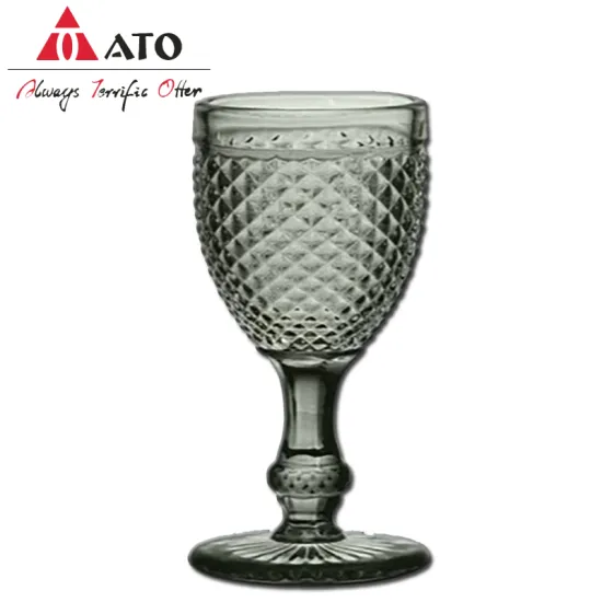 ATO Carved wine glass with grey crystal