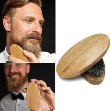 Men Boar Bristle Beard Mustache Styling Brush Military Hard Round Wood Handle Hot