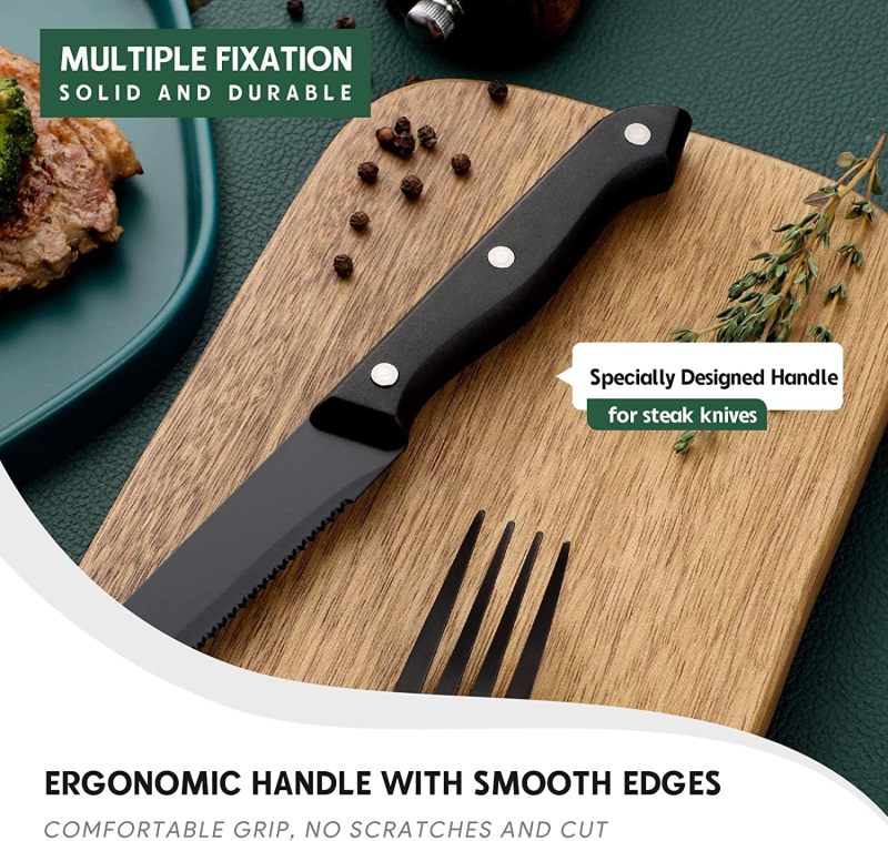 Hiware 48-Piece Matte Black Silverware Set with Steak Knives