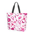 Pink Ribbon Breast Cancer Awareness Canvas Tote Bag