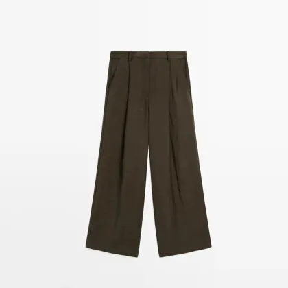 Women's ankle pleated wide leg pants