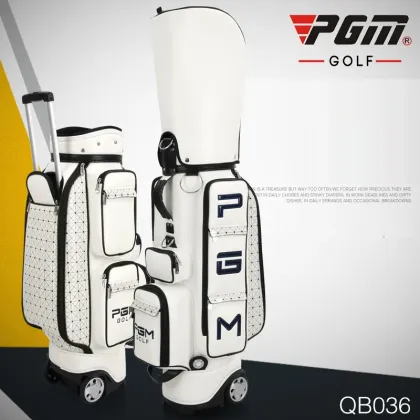Pgm Retractable Golf Aviation Bag Portable Pu Leather Golf Standard Bag Golf Large Capacity Travel Package With Wheels