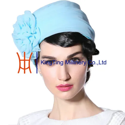 Fresh Blue Ladies Elegant Organza Bonnet Hats For Sale