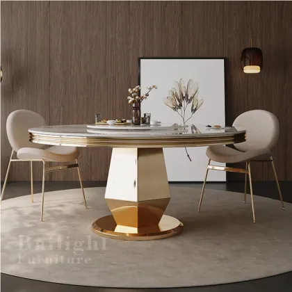 Wholesale High Quality Royal Hotel Rose Gold European Antique Round Dining Table