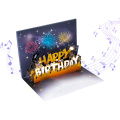 Tarjeta de cumpleaños con iluminación musical de fuegos artificiales en 3D