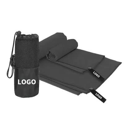 Manufacturer Promotional Black Embroidery 80x160cm Microfiber Sports Towels