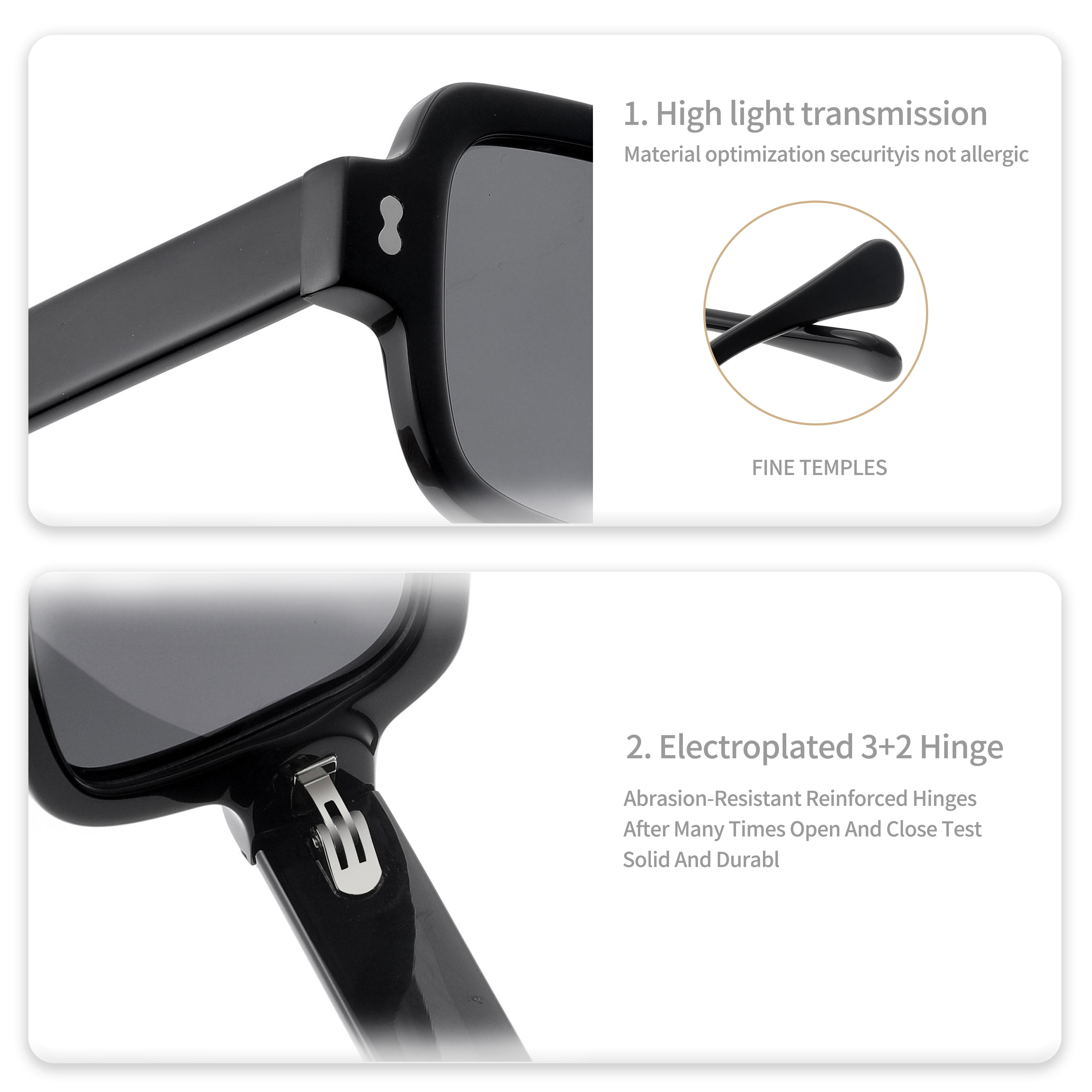 Transparent Frame Acetate Sunglasses Custom Print (2)