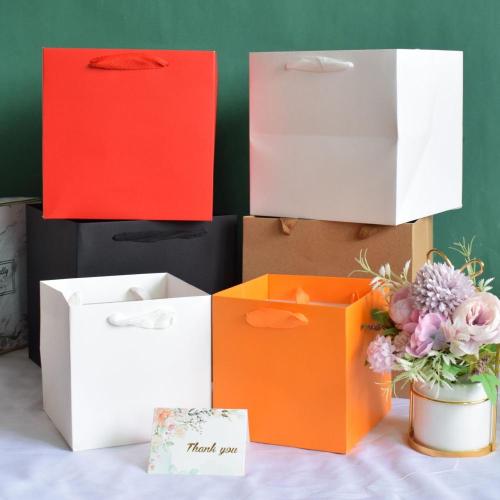 Bolsas de regalo de papel cuadradas impresas personalizadas con manijas