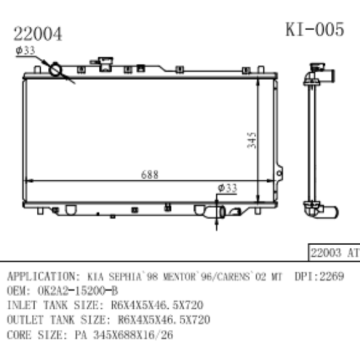 Radiator for KIA SEPHIA MENTOR/CARENS OEM OK2A2-15200-B