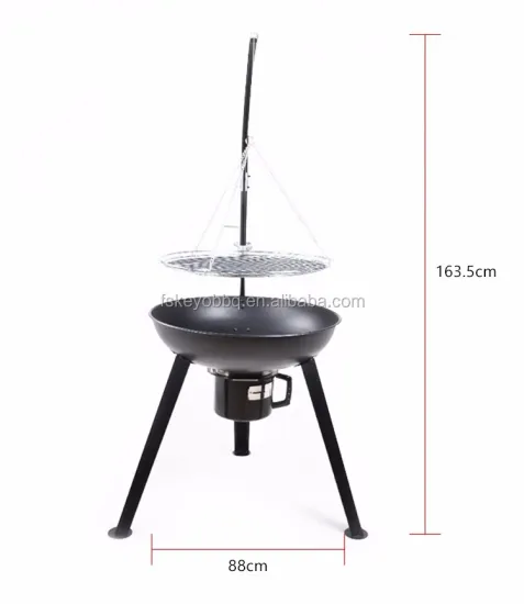 Outdoor adjustable  height big cooking tripod hanging barbecue grill swing BBQ grill