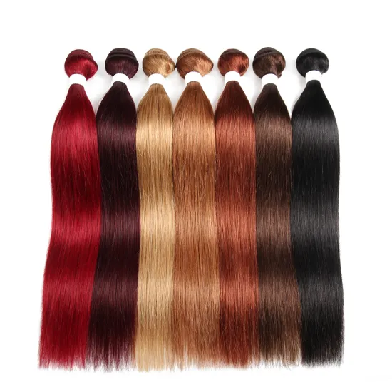 X-TRESS Ombre Pink Blue Human Hair Bundles Pre-Colored Brazilian Straight Human Hair Extension Non-Remy Hair Weaves Bundle