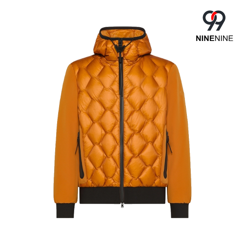 Bomberjacke aus zwei Materialien mit geometrischer Steppung