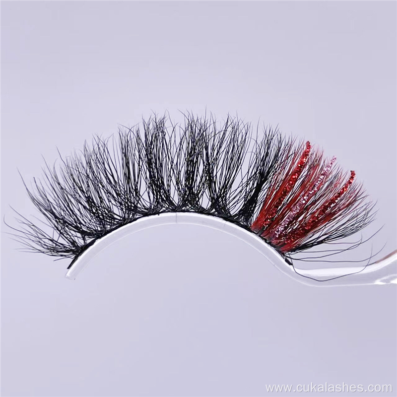 red glitter false lashes strips sparkle lash extensions