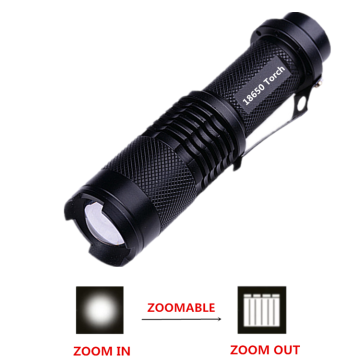 18650 Powered IP55 SK68 Aluminum Dimmable Zoom Rechargeable Torch Light
