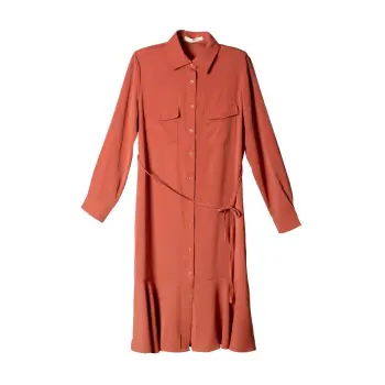 Women's  Long-Sleeve Button Down Shirt Dress