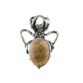 Picture Jasper 13X18mm Cabs Antique Silver Alloy Spider Pendant Keychain