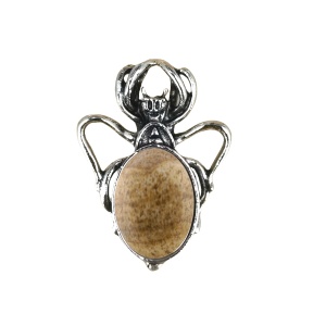 Picture Jasper 13X18mm Cabs Antique Silver Alloy Spider Pendant for DIY Making Jewelry