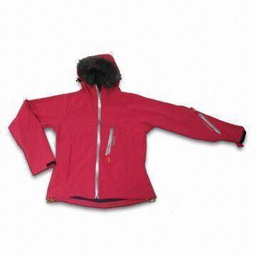 Women's Softshell Jacket with 94% Polyester, 6% Spandex Fabric and Fleece Backside