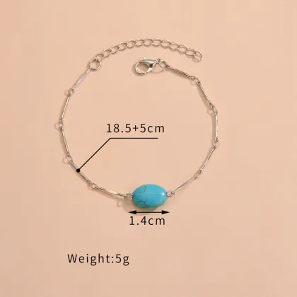 Retro Fashion Oval Turquoise Bracelet Adjustable Bracelet