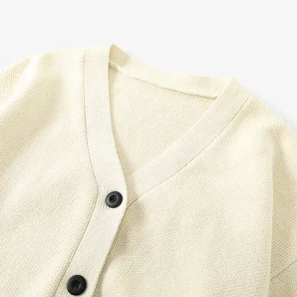 Custom Logo OEM & ODM Men's Long Sleeve Cotton Button Knitted Sweater & Cardigan