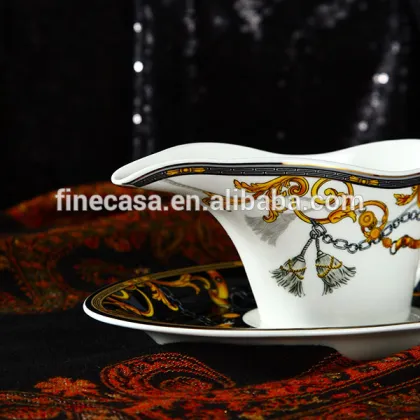 300ML Luxury Bone China Ceramic Gravy Boat of Knight