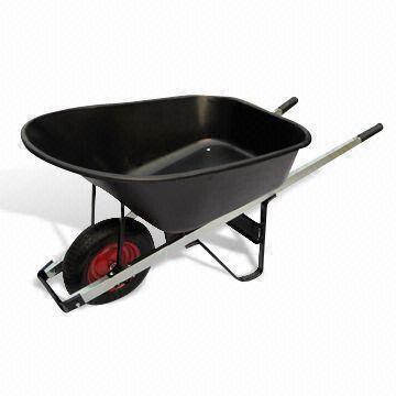 Wheelbarrow with High Capacity Plastic Tray, Suitable for Garden and Field Use